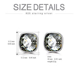 Hypoallergenic Essentials Square Studs Earrings with Grey Silver Crystal 10mm