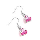 Love Heart Dangle Drop Earrings with Crystals Fine Jewelry