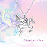 Sterling Silver Unicorn Pendant Necklaces for Women Girls Gifts