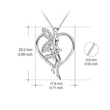 Sterling Silver Guardian Fairy with Angel Wings Heart Pendant Necklace Gifts