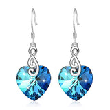 925 Sterling Silver Ocean Blue Heart Dangle Drop Earrings with Crystals Jewelry (Musical Note Blue)