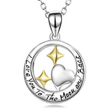 I Love You to The Moon and Back Sterling Silver Heart and Star Pendant Necklace