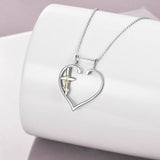 925 Sterling Silver Heart Ring Holder Cross Faith Hope Love Necklace