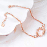 Rose Gold Plated Sterling Silver Infinity Love Heart Bracelet with Cubic Zircon