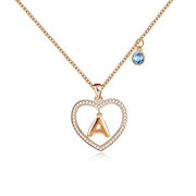 Letter Series Necklace Love Heart Alphabet Pendant with Crystal,Fine Jewelry Gift for Women Girls