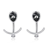 925 Sterling Silver Stud Earrings Crystal Anchor Ear Jacket Earrings Front Back 2 in 1