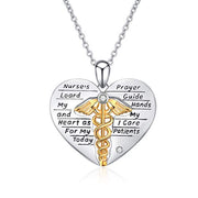 Nurse Gifts Caduceus Angel Nursing Themed Pendant Sterling Silver Necklace