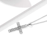 Religious Jewelry 925 Sterling Silver Irish Celtic Knot Cross Pendant Necklace for Women Girls