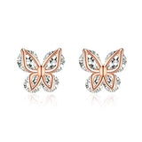 Rose Gold Sterling Silver Stud Earrings for Women(Cubic Zirconia Earrings)