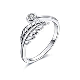 Sterling Silver Leaves Leaf Adjustable Ring for Women Size 7-8