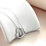 Sterling Silver Double Interlocking Heart Mother and Daughter Necklace for Women Sisters Girls