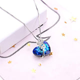 Heart Necklaces for Women Blue Crystals Rose Jewelry