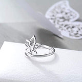 Sterling Silver Cubic Zirconial Lotus Flower Rings