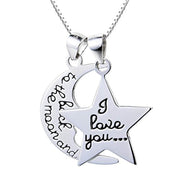 Sterling Silver I Love You to The Moon and Back Pendant Necklace 18"