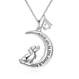 Sterling Silver Dog House Moom Pendant Necklace 18"