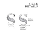 Initial Earrings in 925 Sterling Silver with Cubic Zirconial 26 Letter Alphabet Jewelry for Women Teen Girl