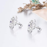 925 Sterling Silver Flower Earrings with Purple Cubic Zirconial Mother Day Earring Jewelry Gift for Mom Women Teen Girl