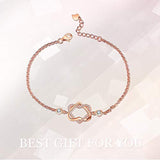 Rose Gold Plated Sterling Silver Infinity Love Heart Bracelet with Cubic Zircon