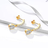 Teardrop Earring 18 K Overtone Sterling Silver Clear Cubic Zirconial Dangle Drop Earrings for Women