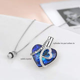 Crystal Love Heart URN Sterling Silver Heart Pendant Necklace