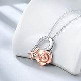 3D Rose Flower Pendant Necklace 18 inch Chain for Women Girl 925 Sterling Silver