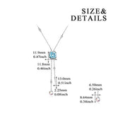 Square Crystal Necklace Birthstone Pendant Necklace with Blue Crystal,Fine Jewelry Gift for Women Girls