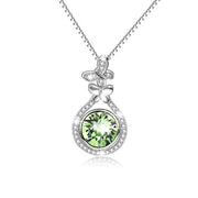 August Birthstone Sterling Silver Teardrop Necklace Pendant with Simulated Peridot Crystals