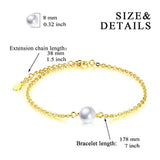 Sterling Sliver Freshwater Cultured Single Pearl Adjustable Chain Bracelets Wedding Bridesmaids Jewelry