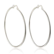 925 Sterling Silver Hoops Earrings 2.36 Inch(60 mm) for Women