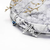 EKG Heartbeat Pendant Necklace with Crystal Heart Crystal Fine Jewelry Gift for Women Girls