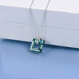 Square Crystal Pendant Necklace for Women Girls