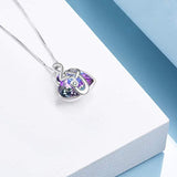 Dance with Me Purple Music Note Necklace for Women My Girls Heart Shaped Vitrail Color Changing Crystal Pendant with Crystal Element