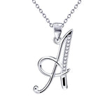 925 Sterling Silver Cubic Zirconia 26 Letters Alphabet Pendant Necklace