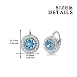 Round Halo Earrings Leverback Earrings with Crystal,Birthstone Gift for Women Girl