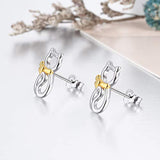 Cat Stud Earring 925 Sterling Silver Cubic Zirconial Earrings Jewelry for Girl Women