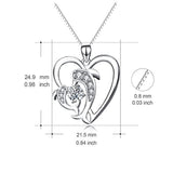 925 Sterling Silver Mom Baby Dolphin Love Pendant Necklace