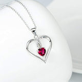 925 Sterling Silver Created Ruby Love Heart Pendant 18" Necklace