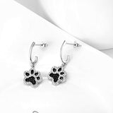 925 Sterling Silver Two-tone Pet Puppy Paw Drop &Dangle Earrings Paw earring Dog Stud Earrings