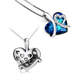 I Love You Forever Heart Pendant Necklace with Blue Crystals