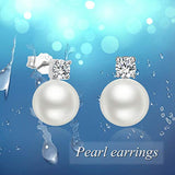 925 Sterling Silver 8mm Pearl Stub Earrings with Cubic Zircon