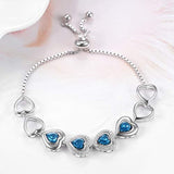 Endless Love Hearts Bracelet Sterling Silver Adjustable Bracelet