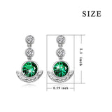 Sterling Silver Celtic Knot Drop Dangle Earrings With Simulated Emerald Green Crystal