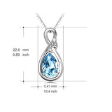 925 Sterling Silver Teardrop Pendant Necklace with Blue Crystals Jewelry