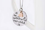 925 Sterling Silver Mom Child's Love Family Message Engraved Jewelry Heart Pendant Charm Necklace