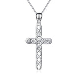 Religious 925 Sterling Silver Irish Celtic Knot Cross Pendant Necklace