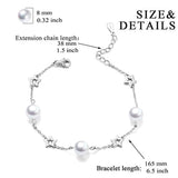 Star Bracelets Sterling Silver Pearl Adjustable Chain Bracelet