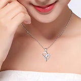 White Gold Plated Heart Necklace Sterling Silver Love Promise Jewelry for Women Wife Girlfriend Daughter Aunt (White)