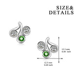 925 Sterling Silver Simulated Peridot Stud Earrings With Green Crystals,August Jewelry