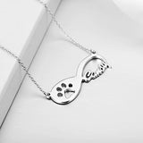 Copper/925 Sterling Silver Personalized Pawprint Infinity Name Necklace  Adjustable 16”-20”