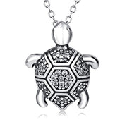 Turtle Necklace Sterling Silver with Cubic Zirconial Necklace 18" for Women Girls(Turtle)